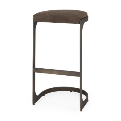 69272 - Tyson 17L x 18W x 31H Brown/Gray Suede W/ Metal Frame Bar Stool