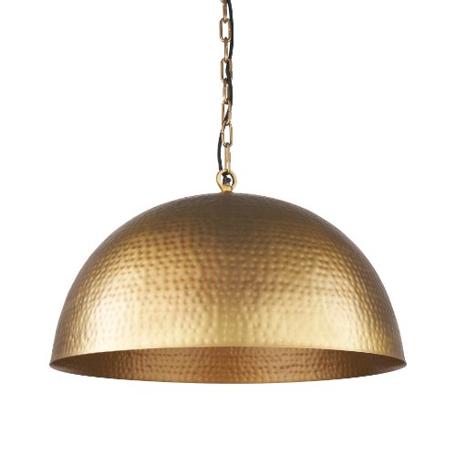 70100 - Karina 24" Round Brass-tone Hammered Metal Dome  Pendant Light