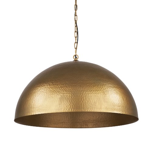 70101 - Karina 36" Round Brass-tone Hammered Metal Dome Pendant Light