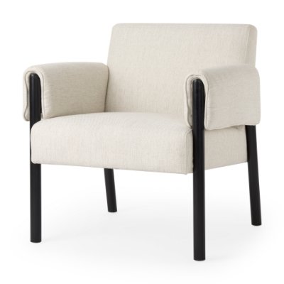 69819 - Ashton Beige Twill Fabric w/ Black Wood Accent Chair