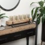 53085 - Benk Wood and Black Metal Five Cup Candle Holder 