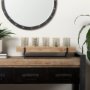 53085 - Benk Wood and Black Metal Five Cup Candle Holder 