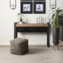 69561 - Aalia 16.0L x 16.0W x 16.0H Charcoal Leather and Jute Pouf