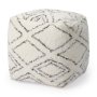 67586 - Tapir Beige Cotton Argyle Pattern Square Pouf 