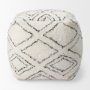 67586 - Tapir Beige Cotton Argyle Pattern Square Pouf 