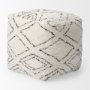 67586 - Tapir Beige Cotton Argyle Pattern Square Pouf 