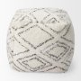 67586 - Tapir Beige Cotton Argyle Pattern Square Pouf 