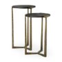 69728 - Atticus Black Wood and Antiqued Gold Metal Nesting Accent Tables (Set of 2)