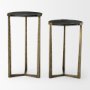 69728 - Atticus Black Wood and Antiqued Gold Metal Nesting Accent Tables (Set of 2)