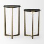 69728 - Atticus Black Wood and Antiqued Gold Metal Nesting Accent Tables (Set of 2)