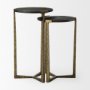 69728 - Atticus Black Wood and Antiqued Gold Metal Nesting Accent Tables (Set of 2)