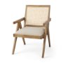 69933 - Donna Light Brown Wood Cane-Back w/ Beige Upholstered Seat Dining Chair