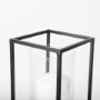 69849 - Cindy Set of 2 Matte Black Metal and Hurricane Glass Pillar Tabletop Candle Holders