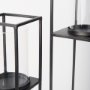 69849 - Cindy Set of 2 Matte Black Metal and Hurricane Glass Pillar Tabletop Candle Holders