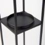 69849 - Cindy Set of 2 Matte Black Metal and Hurricane Glass Pillar Tabletop Candle Holders