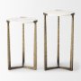 69730 - Atticus Marble and Antiqued Gold Metal Nesting Accent Tables (Set of 2)
