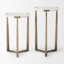 69730 - Atticus Marble and Antiqued Gold Metal Nesting Accent Tables (Set of 2)