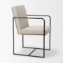 69970 - Stamford Beige Upholstered Seat w/ Wood Back, Black Metal Frame Dining Chair w/ Arms