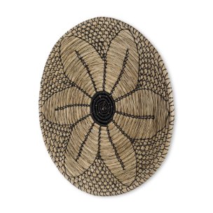 Mekhi 24.0L x 24.0W x 3.5 Light Brown Seagrass W/Black String Round Wall Hanging Plate 