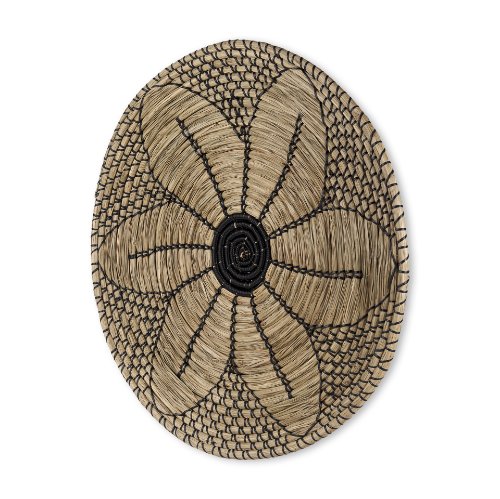 69604 - Mekhi 24.0L x 24.0W x 3.5 Light Brown Seagrass W/Black String Round Wall Hanging Plate 