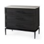 69201-AB - Divina Black-Brown Wood w/ White Marble Top and Black Metal Base Accent Cabinet