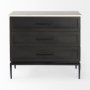 69201-AB - Divina Black-Brown Wood w/ White Marble Top and Black Metal Base Accent Cabinet