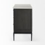 69201-AB - Divina Black-Brown Wood w/ White Marble Top and Black Metal Base Accent Cabinet