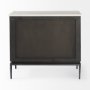 69201-AB - Divina Black-Brown Wood w/ White Marble Top and Black Metal Base Accent Cabinet