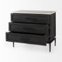 69201-AB - Divina Black-Brown Wood w/ White Marble Top and Black Metal Base Accent Cabinet