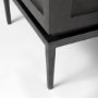 69201-AB - Divina Black-Brown Wood w/ White Marble Top and Black Metal Base Accent Cabinet