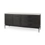 69208-AB - Divina Black-Brown Wood w/ White Marble Top and Black Metal Base Sideboard