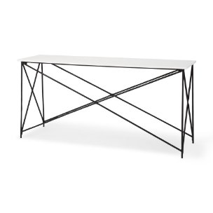 Lorlei Marble Top w/ Gray Iron Base Console Table