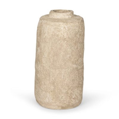 70200 - Rama Small Beige Paper Mache Floor Vase
