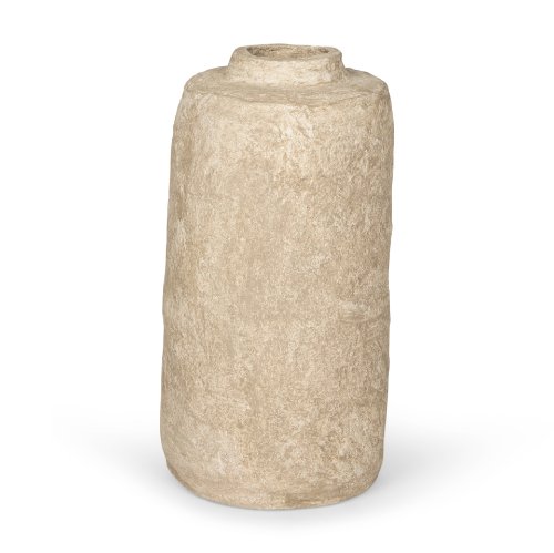 70200 - Rama Small Beige Paper Mache Floor Vase