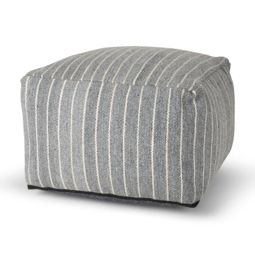 70378 - Kensie Large Blue Striped Pouf