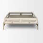 69298 - Arelius 42" Square Glass-Top White Wood w/ Gold Metal Base Display Coffee Table