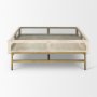 69298 - Arelius 42" Square Glass-Top White Wood w/ Gold Metal Base Display Coffee Table