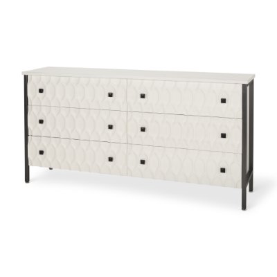 69974 - Savannah White Fir Veneer w/ Gray Metal 6-Drawer Sideboard