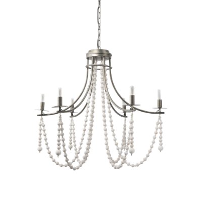 70047 - Selma White Wood Bead and Metal Chandelier