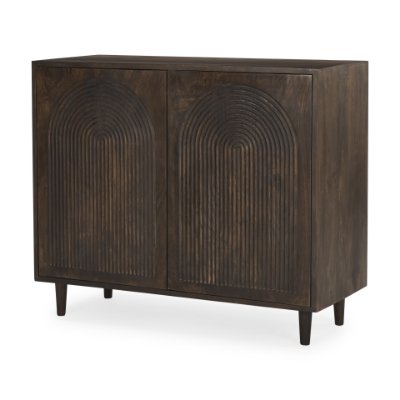 69953 - Tucker Dark Brown Wood w/ Carved Arch Pattern 2 Door Cabinet