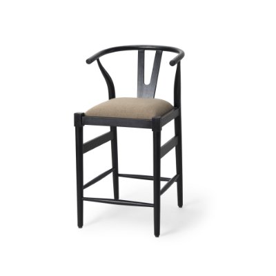 70193 - Trixie Black Wood Frame w/ Dark Taupe Fabric Seat Counter Stool