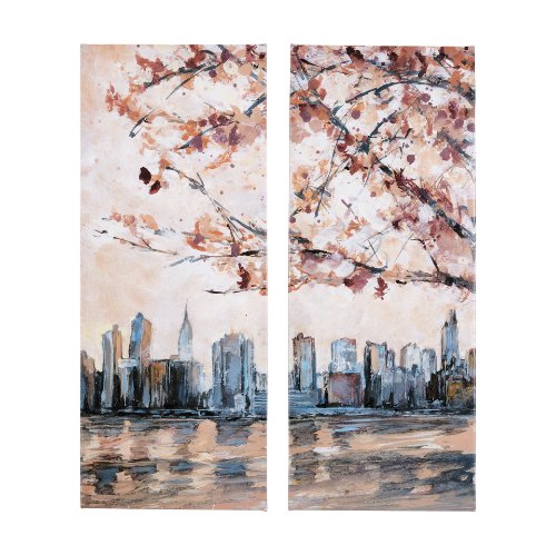 102319-L - City sunset(L) by Mercana Studio a Hand Embellished Textured Canvas