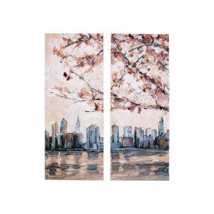 City sunset(R) by Mercana Studio a Hand Embellished Textured Canvas