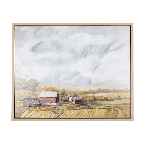 102327-FL - Farmland view  I by Mercana Studio a Hand Embellished Textured Framed Canvas