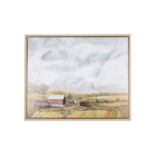 Farmland view I by Mercana Studio a Hand Embellished Textured Framed Canvas