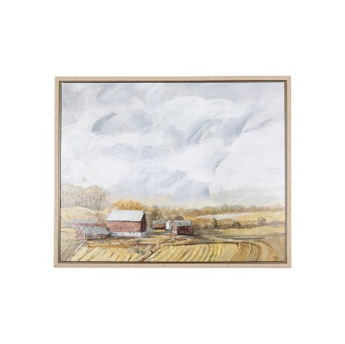 102327-FS - Farmland view I by Mercana Studio a Hand Embellished Textured Framed Canvas