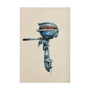 Vintage Motor I by Mercana Studio a Hand Embellished Textured Canvas