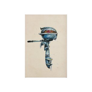 Vintage Motor I by Mercana Studio a Hand Embellished Textured Canvas