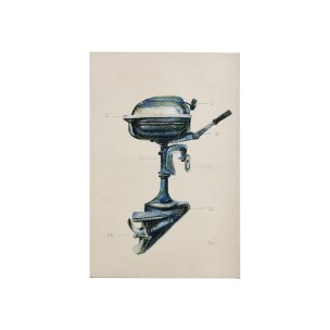 Vintage Motor II by Mercana Studio a Hand Embellished Textured Canvas