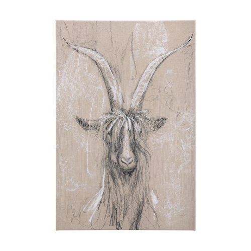 102354-L - Sketch of animal V (Goat) by Mercana Studio a Hand Embellished Textured Canvas
